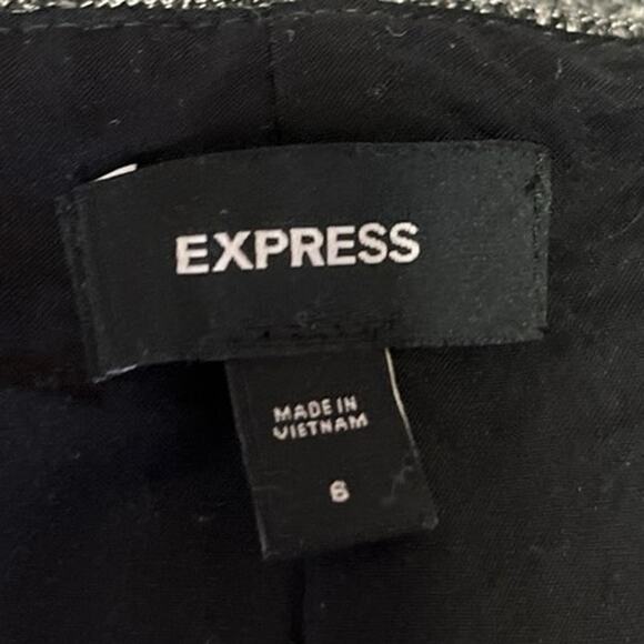 Express Gray Plaid Checkered Tweed High Waisted Mini Wrap Skort Skirt Size 6 - Picture 4 of 5